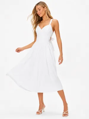 NEW Lulus Strolling Sicily White Pleated Backless Midi Dress With Pockets Sz XL thumbnail 4