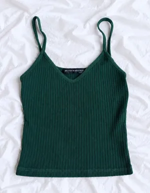 Brandy Melville Green Ribbed Tank Top thumbnail 1