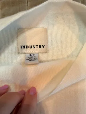 Industry White Mock Neck Sweater Top Black Contrast Piping Short Sleeve Size Small thumbnail 2