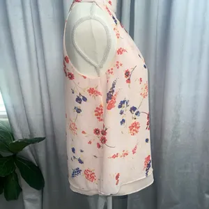 Rose + Olive High Neck Sleeveless Blouse Sz Small-Peach Floral Dainty Top thumbnail 6
