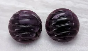 Vintage Stud Earrings Purple Domed Circle with Ridges Retro Statement thumbnail 1