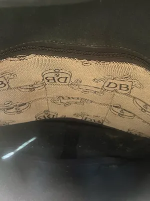 Dooney & bourke vintage gray and black monogram fabric shoulder bag thumbnail 8
