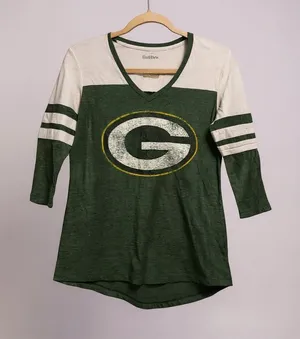 Fanatics Womens Green Bay Packers V Neck 3/4 Sleeve Shirt Size S thumbnail 1