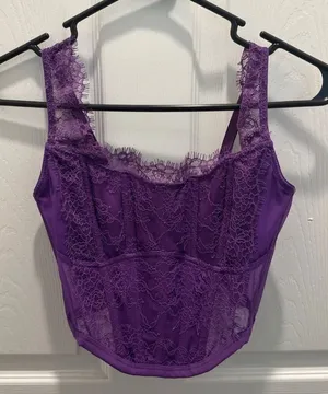 Victoria’s Secret Purple Lace Corset-Style Top thumbnail 1