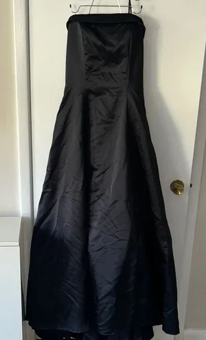 Black Victorian Strapless Satin A-Line Gown Floor-Length Formal Evening Dress thumbnail 1