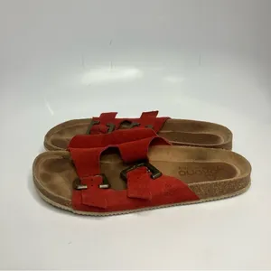Yokono‎ 2 strap leather sandals made in Spain red leather size 9 thumbnail 5
