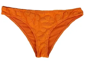 Hollister Bright Orange Terry Cloth Hibiscus‎ Print Bikini Bottoms Size Medium thumbnail 1