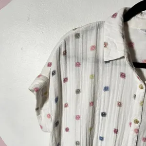 100% Cotton Gauze Top Women's Large White Celestial Sun Boho thumbnail 2