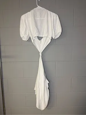 Abercrombie & Fitch Knotted Cutout Linen Blend Mini Dress in White Women’s Small thumbnail 5