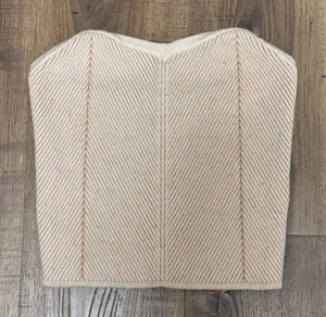Aerie Knit Tube Top Tan Cream Sweetheart Neck‎ Ribbed Strapless Bodice Medium thumbnail 1