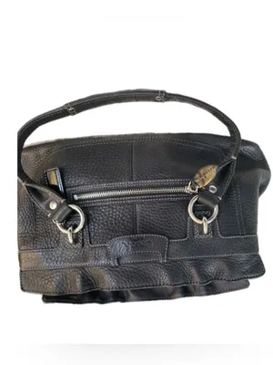 COACH Penelope Black Handbag Shoulder Bag Ruffle Pebbled Leather F14686 Everyday thumbnail 5