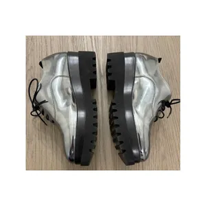 ALDO Silver Metallic Lug Sole Oxford Shoes Women’s 6.5 Platform Lace Up thumbnail 2
