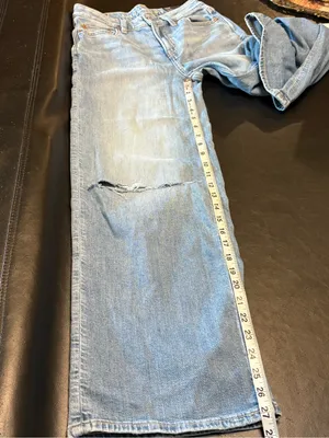American Eagle Outfitters Light Blue Distressed Wide-Leg Jeans 23/000 Short NWT thumbnail 11