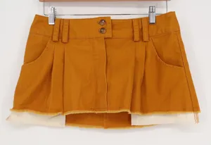 BDG Urban Outfitters Mustard Yellow Pleated Raw Hem Micro Mini Skirt XS thumbnail 1