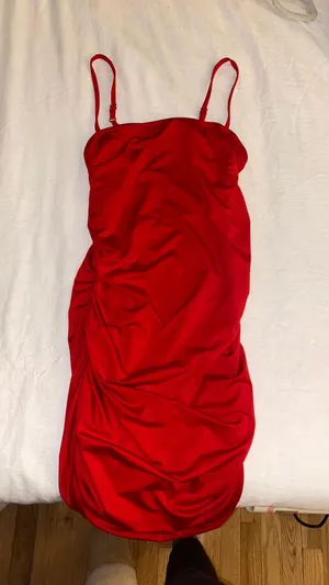 Amazon Women's Sexy Bodycon Party Dresses Spaghetti Strap Ruched Mini Club Dress thumbnail 1