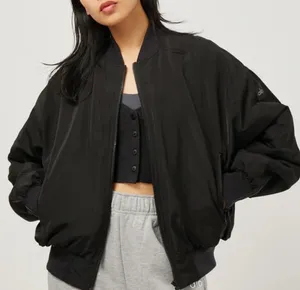 Alo Yoga Faux Fur Urbanite Bomber Jacket in Black/Ivory XS thumbnail 1
