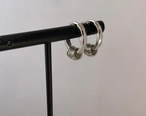 925 Silver Plated Small Hoop Earrings for Men Women,Silver Hoop Earrings,Punk Hip Hop Earrings thumbnail 5