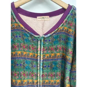 Natural Life Pajamas One Piece‎ Fleece Union Suit Womens Sz Large XL Purple Boho thumbnail 3