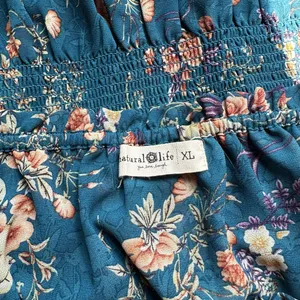 💙Natural Life Eloise Teal Blue Floral Smocked Tie Strap Tank Top thumbnail 5