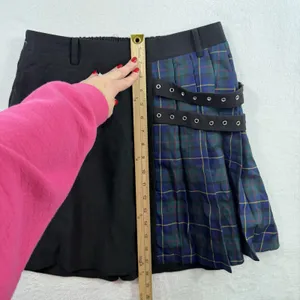 Punk L Large Pleated Plaid Mini Skirt Dark‎ Academia Twee Preppy School Girl thumbnail 10