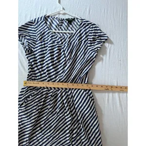 J.Crew Navy Blue White Striped Short Sleeve Pocket‎ Dress Size 2 Nautical Casual thumbnail 3