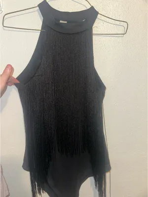 Black Fringe Bodysuit thumbnail 2