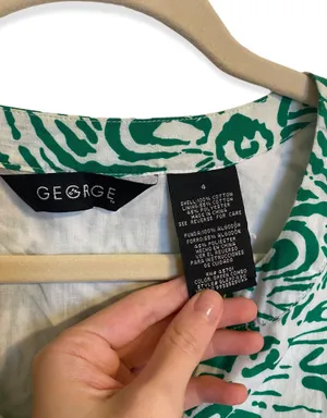 George Green and White Floral Sleeveless Fit and Flare Knee Length Dress Size 4 thumbnail 2