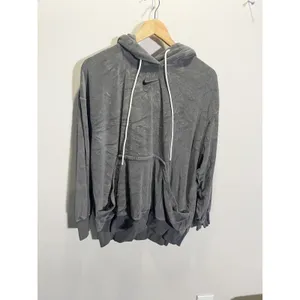 Nike Velour Hoodie Womens Large Grey Oversized Sportswear Essential Pullover thumbnail 2
