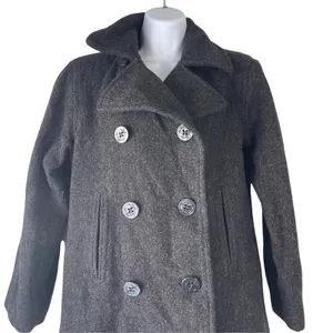Weather Tamer Women's Size Small Grey Double Breasted 100% Wool Pea Coat thumbnail 2