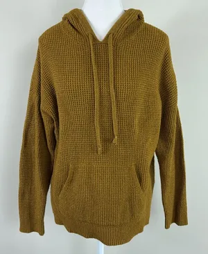 Aerie Waffle Knit Hoodie‎ in Mustard Yellow Size Medium thumbnail 1