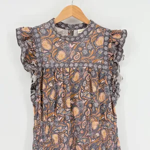 Universal Thread‎ Paisley Flutter Sleeve Dress Linen Blend Boho Pockets Size Med thumbnail 4