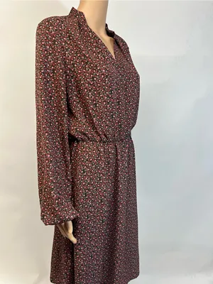 Source Unknown Burgundy Floral Long-Sleeve Midi Dress thumbnail 4