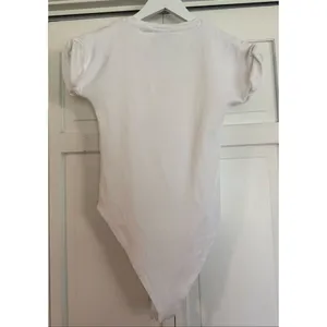 Zara white ribbed rolled sleeve bodysuit size small thumbnail 2