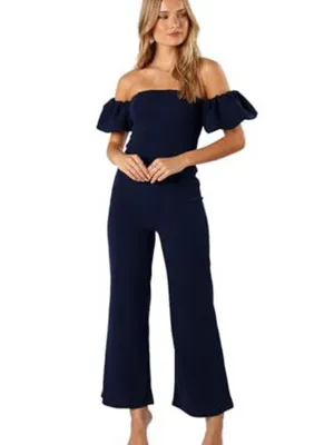 Petal & Pup Tamra Off Shoulder Jumpsuit - Navy Medium- NWT thumbnail 4