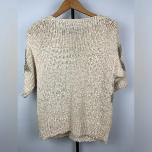 Vintage Counterparts Cream Green Hand Knit Short Sleeve Sweater Top‎ thumbnail 8
