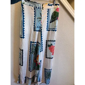 Ador‎ Seamless Tropical Stamp Print Wide Leg Elastic Waist Trousers Large NWT thumbnail 5