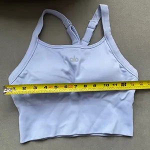 Alo Yoga Seamless Ribbed Favorite Bra Tank Light Provence Blue M thumbnail 3