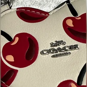 Coach Heart Coin Pouch Bag Charm With Cherry Print thumbnail 11