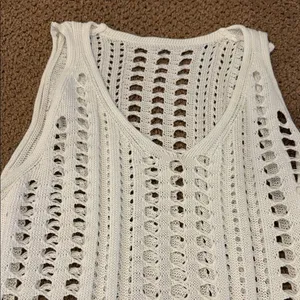 Sulozom Women’s White Crochet Swimsuit Cover Up Tassel V-Neck Size S thumbnail 3
