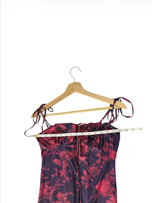 Marthea Floral Mermaid Maxi Dress M Purple Pink Bodycon Y2K Slip Spaghetti Strap thumbnail 7