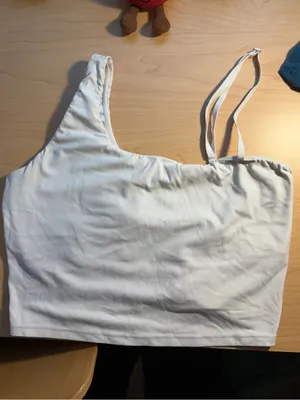 OFFLINE by Aerie Real Me XTRA Asymmetrical Sports Bra Crop Top Size Large White thumbnail 2