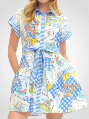 Entro Capri Lemon Mini Dress in Pink Size S thumbnail 7