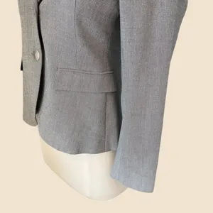 Theory Wool Fitted Blazer In Grey thumbnail 3