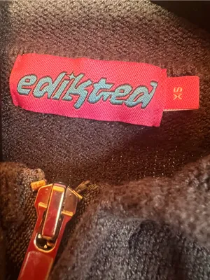 Edikted XS Dark Navy Cropped Double Zip Knit‎ Hoodie Sweater Y2K thumbnail 8