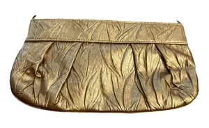 jessica mcclintock‎ purse Gold Shimmery Clutch Evening thumbnail 1