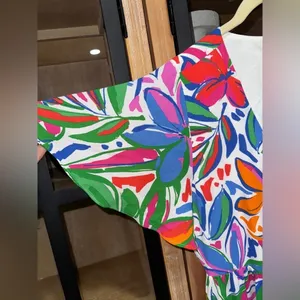 Sugarlips colorful maxi dress Paradise Falls Button Down Flutter sleeve tropical thumbnail 4
