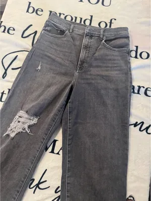 Express Black Cropped High-Waisted Wide-Leg Jeans, Size 10 thumbnail 2