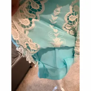 Hot & Delicious Dress Womens Size S Aqua Blue Strapless Lace Overlay Mini Boho thumbnail 5