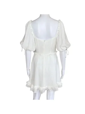 Angel Biba Boho Babydoll Mini Dress White Size XS NWT thumbnail 5