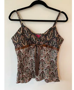 Thalia Sodi Sleeveless Surplice Pleated Cami Tank Top Brown Womens Size Medium thumbnail 1